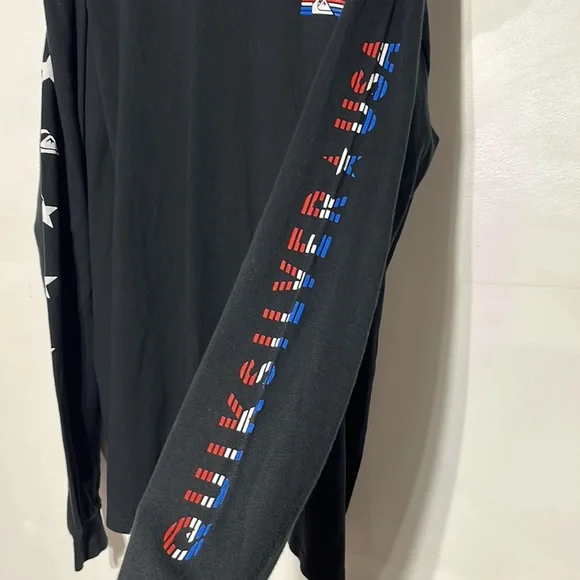 Quicksilver Men’s Black Red White Blue Stars Long Sleeve Shirt Size XXL - Picture 3 of 7